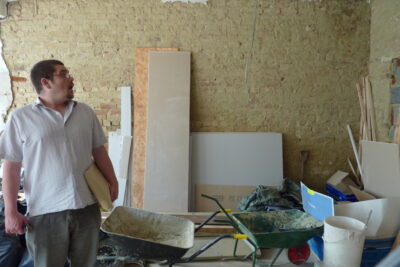 Tim surveys the construction work at 98 Sandgate High Street