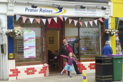 The Prater Raines office decorated for the 2012 Olympic Torch procession