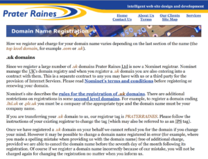 Prater Raines corporate website in 2008