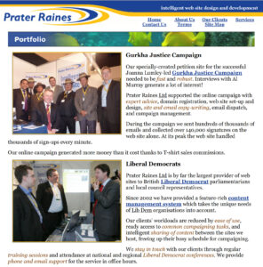 Prater Raines website in 2010