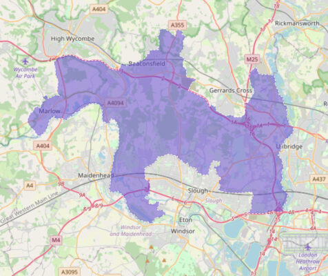 Boundary map of the Westminster constituency of Beaconsfield