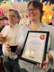 The Bailey Head owners Duncan Borrowman and Grace Goodlad celebreate their nomination as CAMRA Overall Pub of the Year.