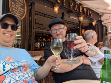 Gary and Matt stop in Paris for lunch on the way to south west Germany